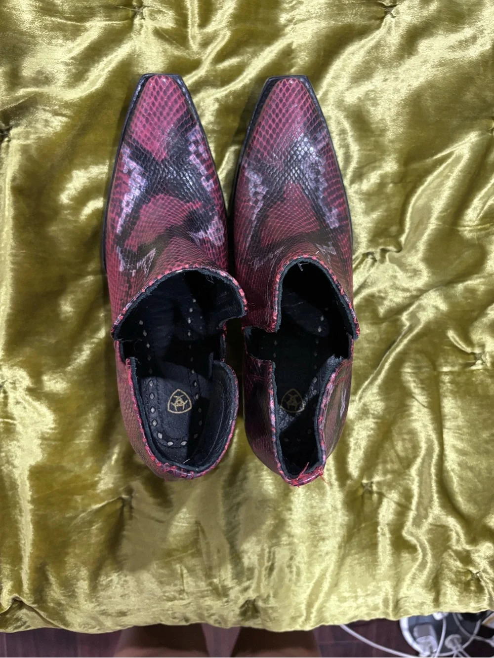 Ariat Red Snakeskin Slip-On Ankle Boot